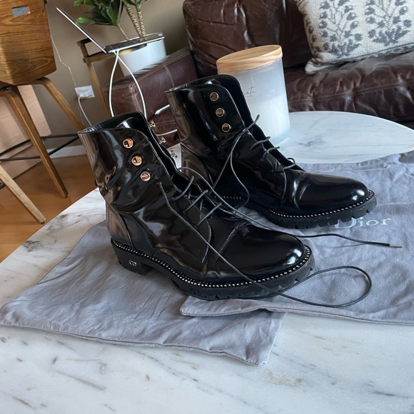 Christian Dior Crystal Embellished Patent Leather Combat boots - Picture 2 of 6